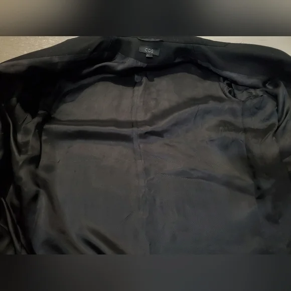 COS Elegant Black Women's Double Breasted Long Coat. Blazer Style.Wool, Cashmere - Picture 6 of 13